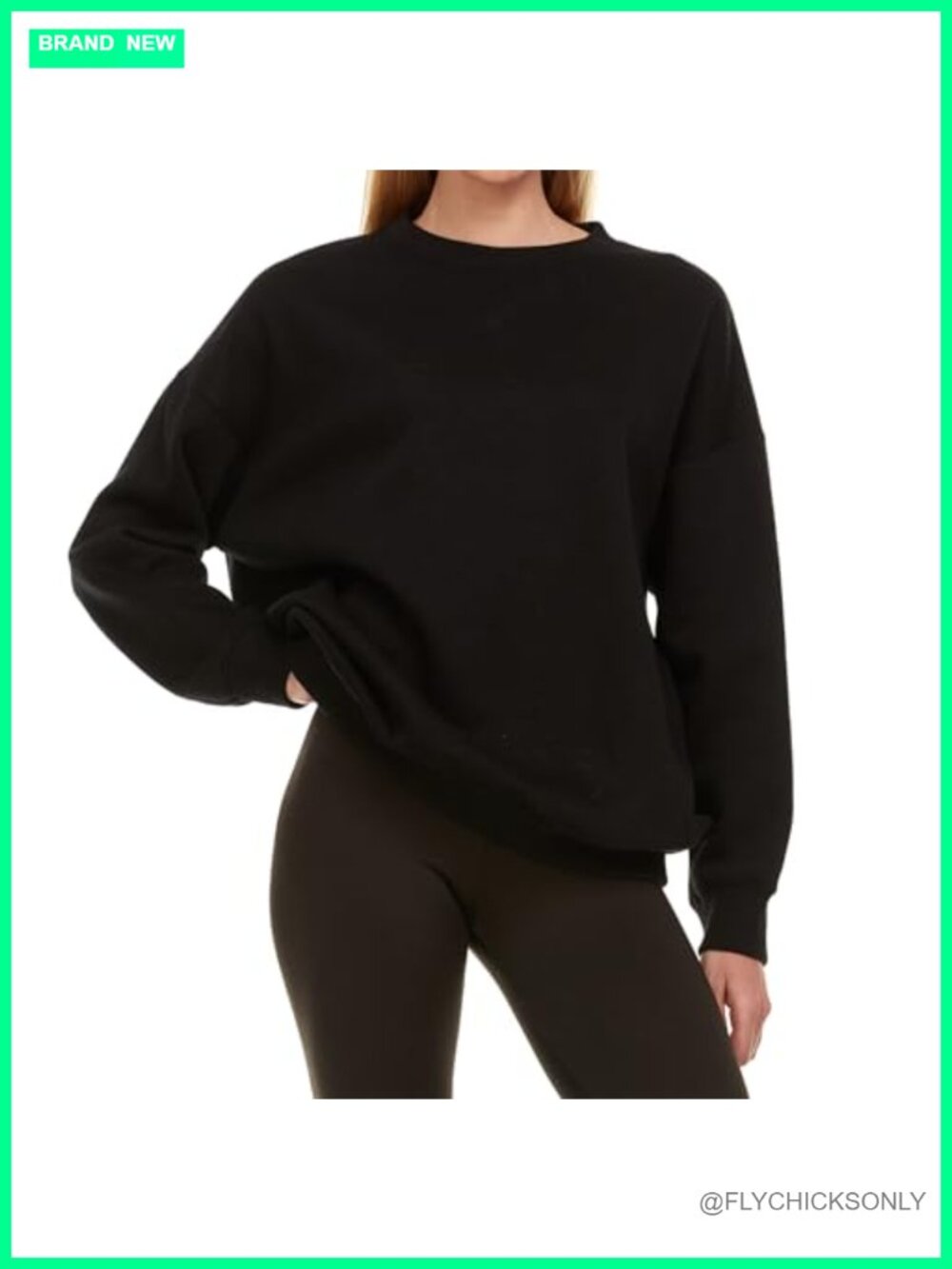 Oversized Crewneck Fleece Sweatshirt Long Sleeve Pullover Women Relaxed